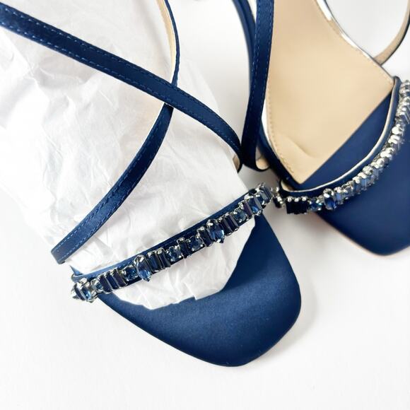 JEWEL BADGLEY MISCHKA ALEXIS CRISSCROSS SANDALS NAVY SIZE 5.5 NEW - Picture 4 of 7